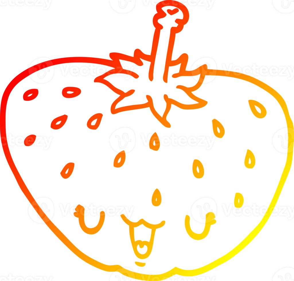 warm gradient line drawing of a cartoon strawberry png