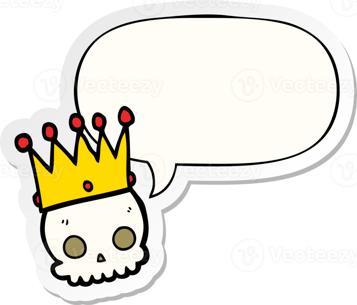 cartoon skull with crown with speech bubble sticker png