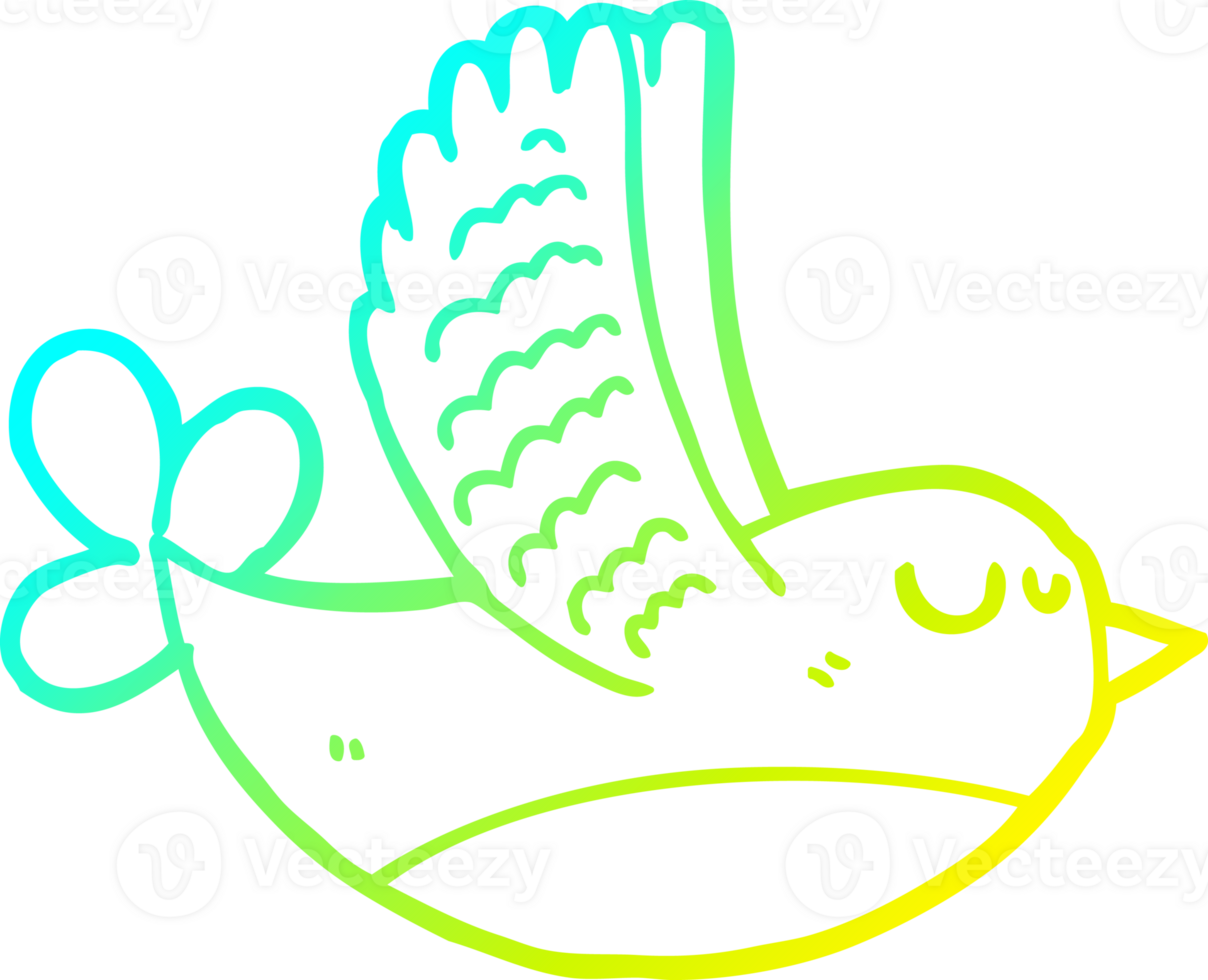 cold gradient line drawing of a cartoon bird png