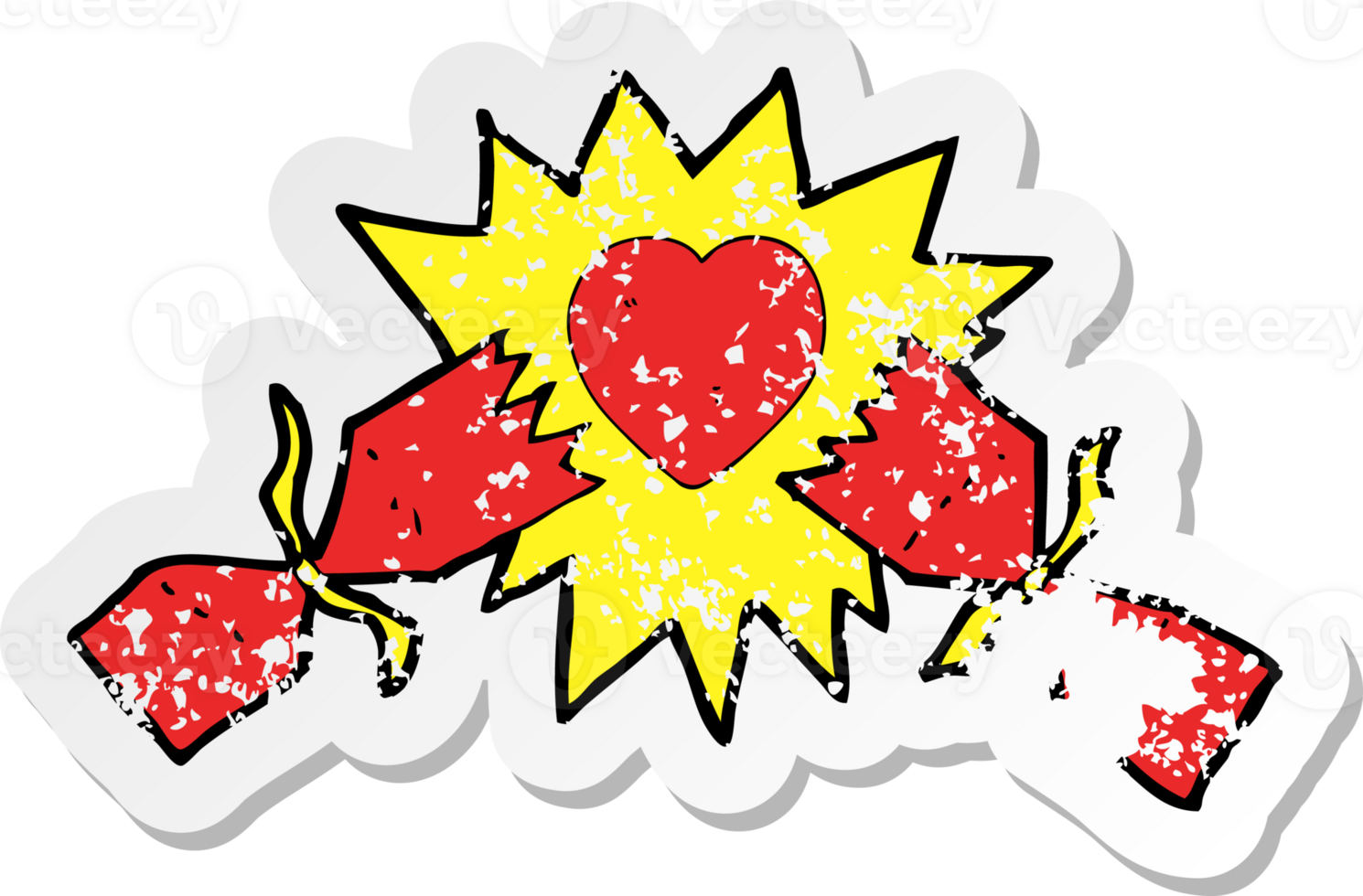 retro distressed sticker of a exploding christmas cracker png