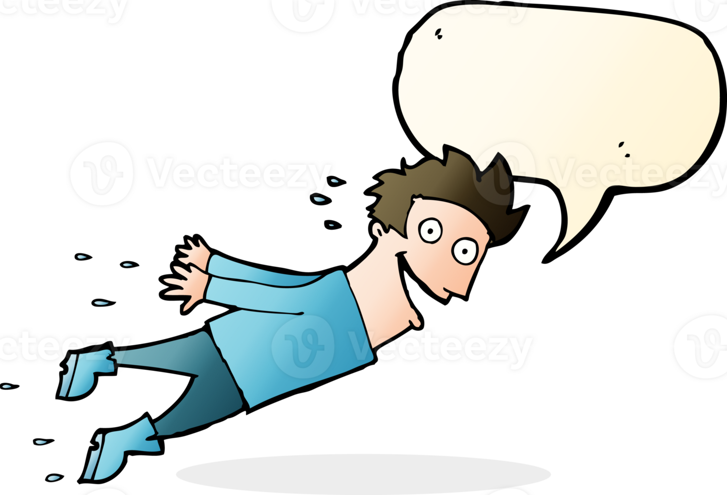 cartoon drenched man flying with speech bubble png