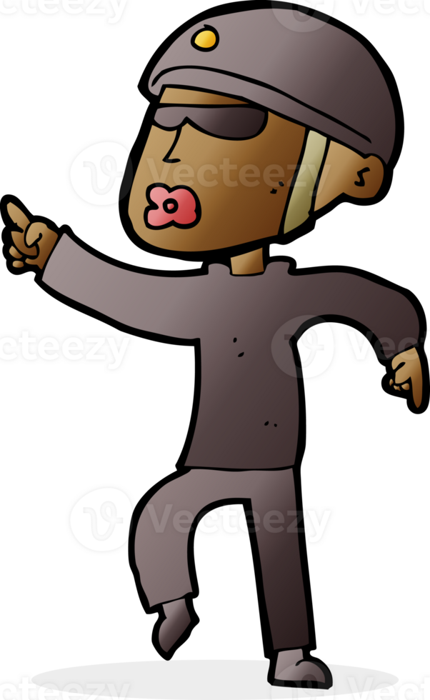 cartoon man in bike helmet pointing png