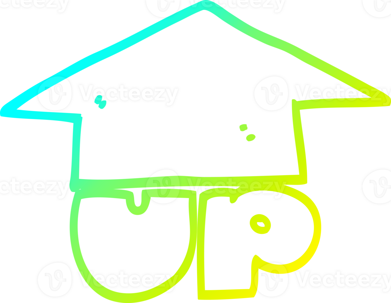 cold gradient line drawing of a cartoon up arrow png