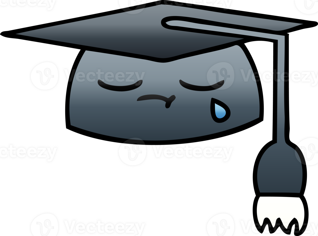 gradient shaded cartoon of a graduation hat png