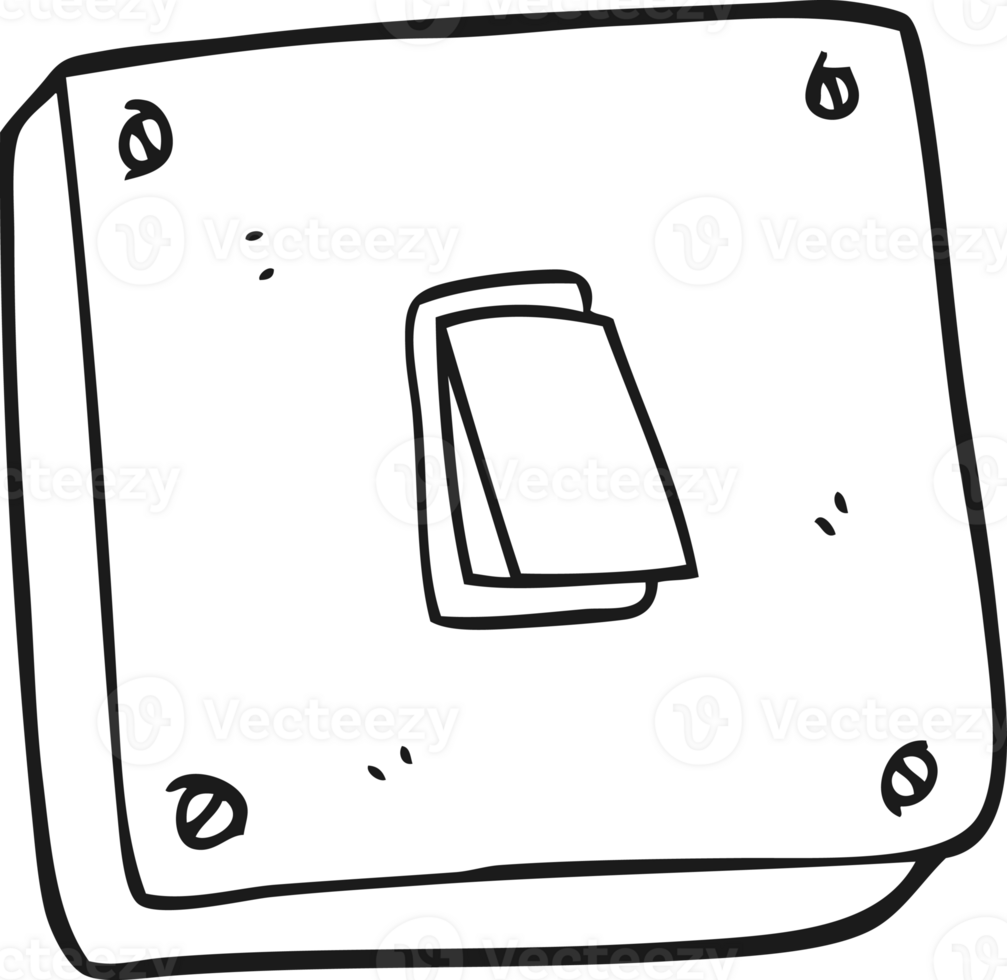 hand drawn black and white cartoon light switch png