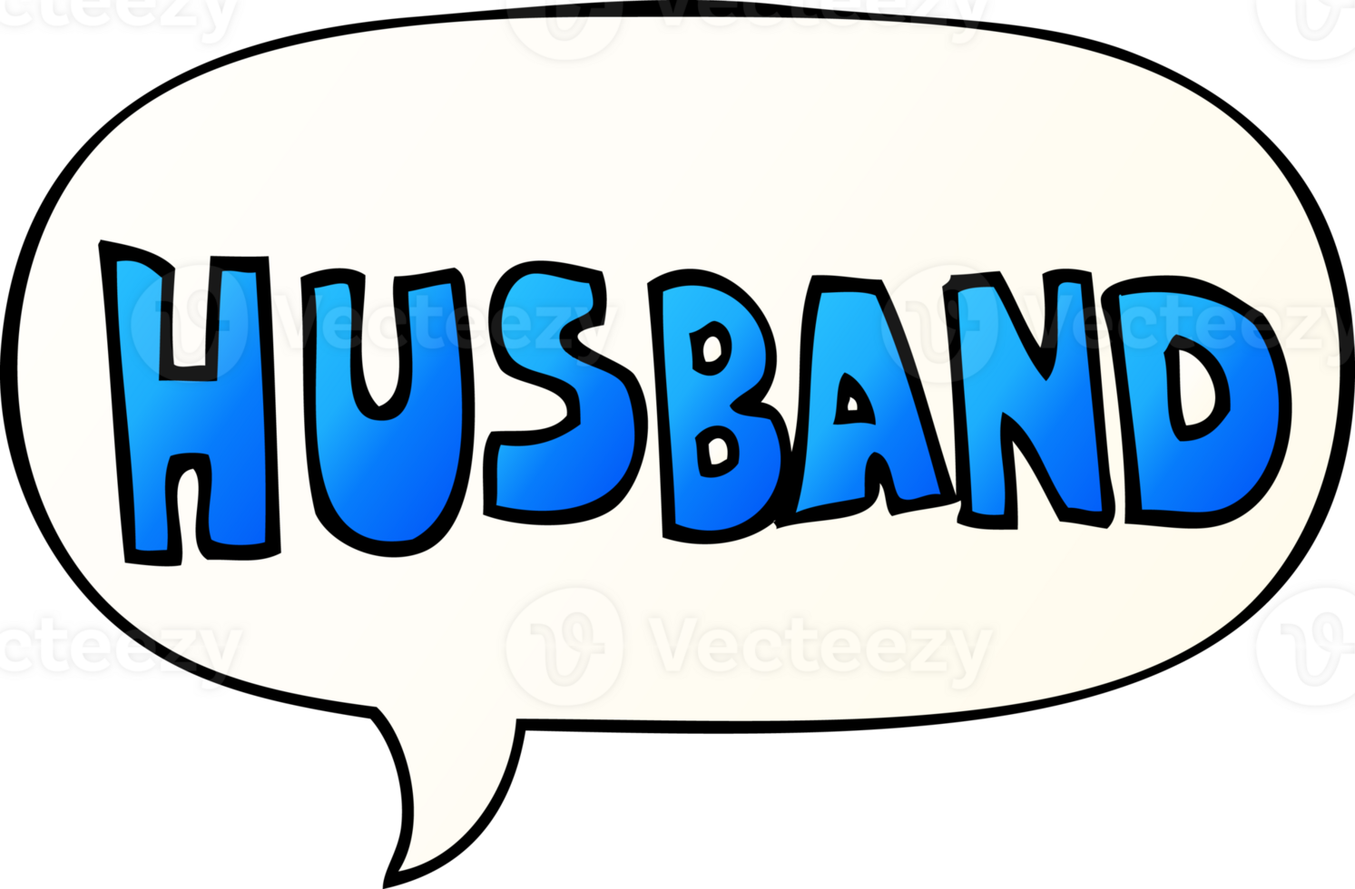 cartoon word husband with speech bubble in smooth gradient style png