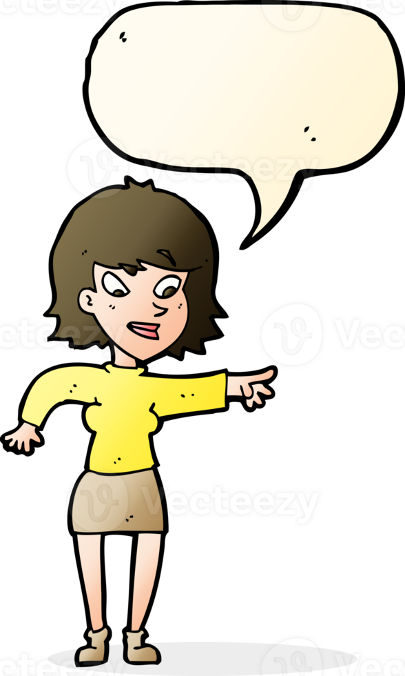 cartoon woman pointing with speech bubble png