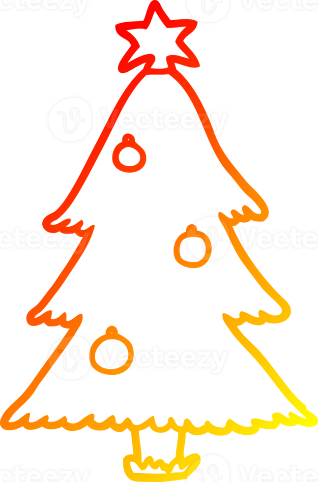 warm gradient line drawing of a christmas tree png