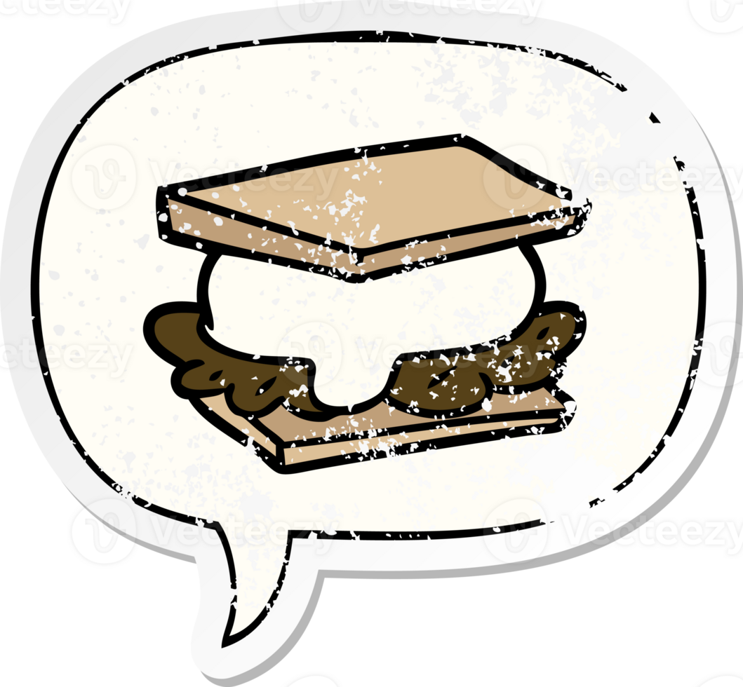 smore cartoon with speech bubble distressed distressed old sticker png