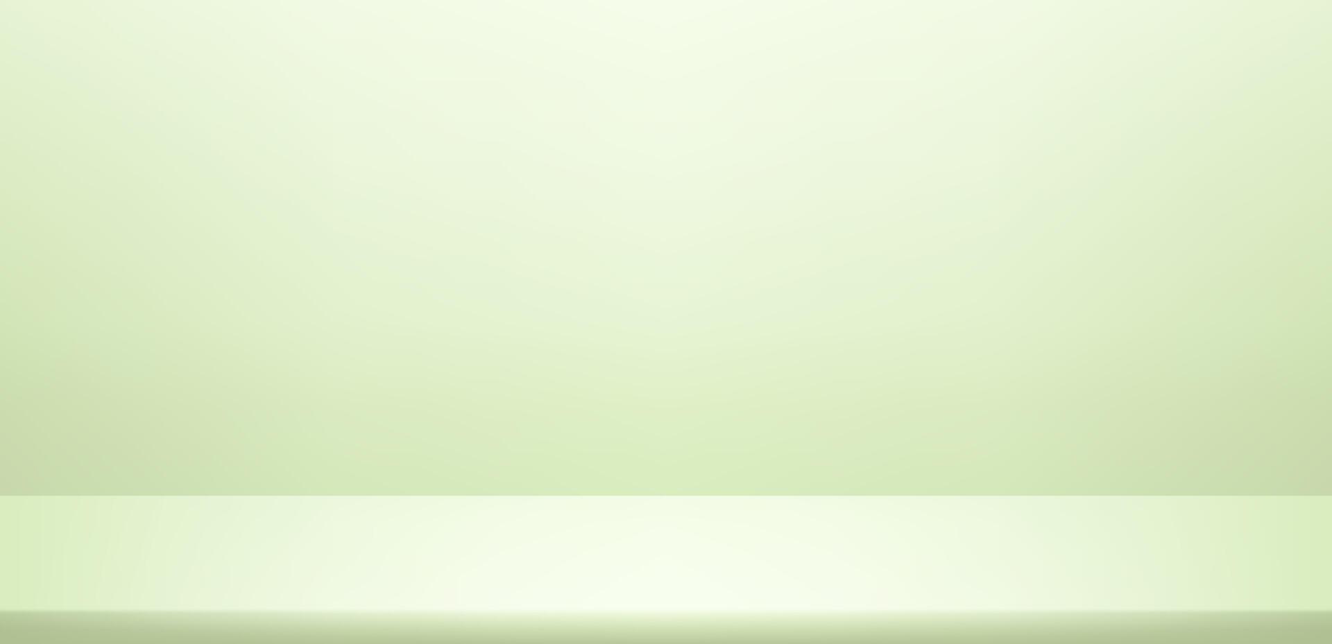 Empty pastel green background. Realistic studio wall. Minimal 3d shelf. Space for selling products on the website. Space for text. stand for products. vector
