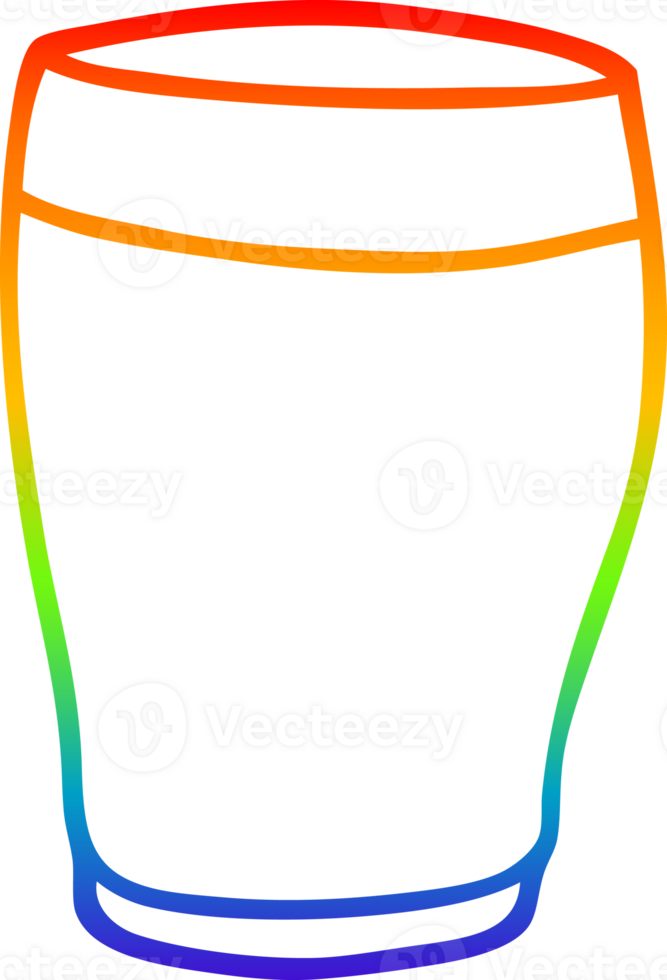 rainbow gradient line drawing of a cartoon pint of stout png