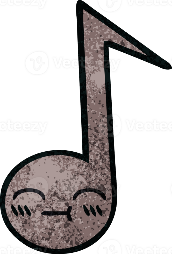 retro grunge texture cartoon of a musical note png