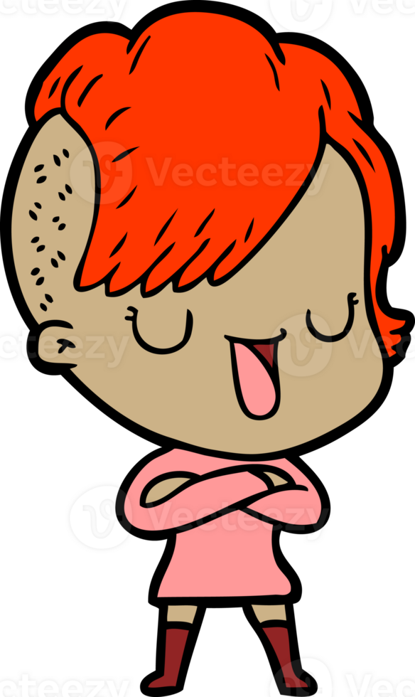 cute cartoon girl with hipster haircut png