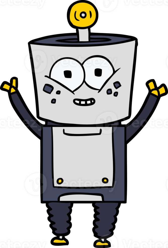 happy cartoon robot waving hello png