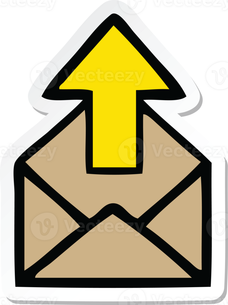 sticker of a cute cartoon envelope with arrow png