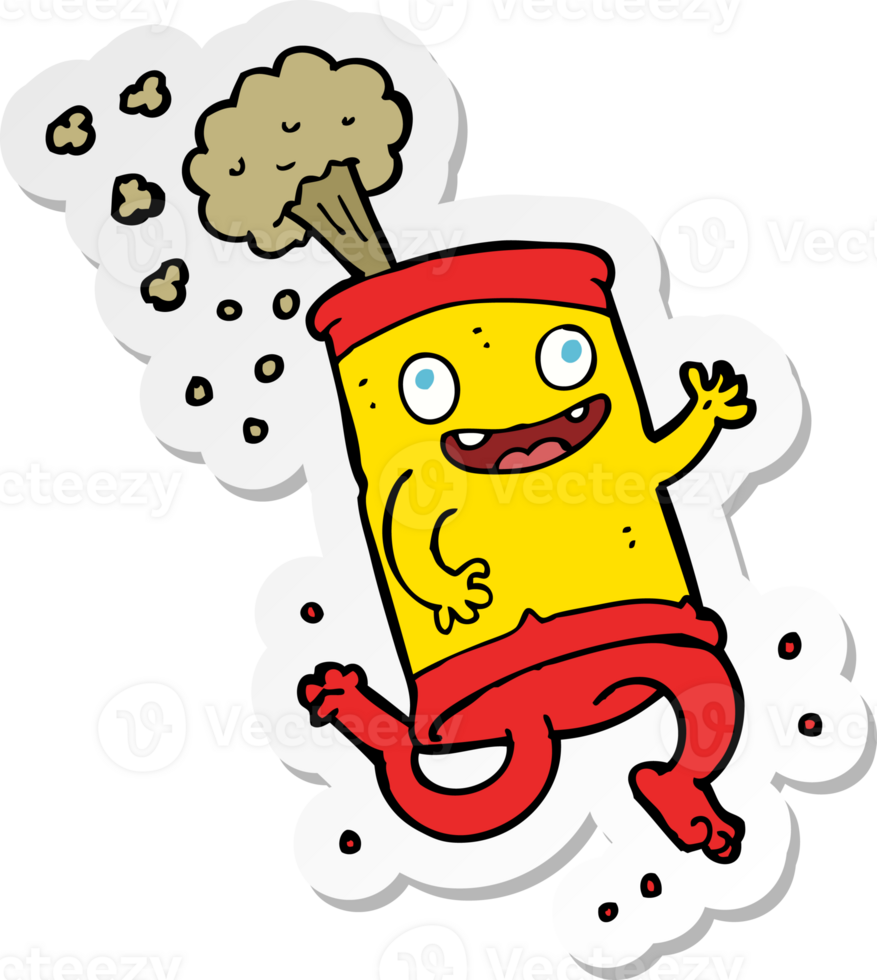 sticker of a cartoon crazy soda can png