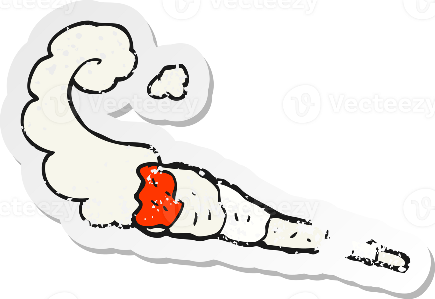 retro distressed sticker of a cartoon marijuana joint png