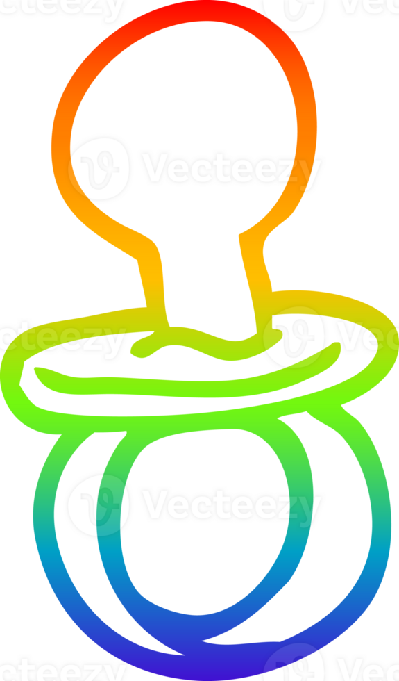 rainbow gradient line drawing of a cartoon baby pacifier png