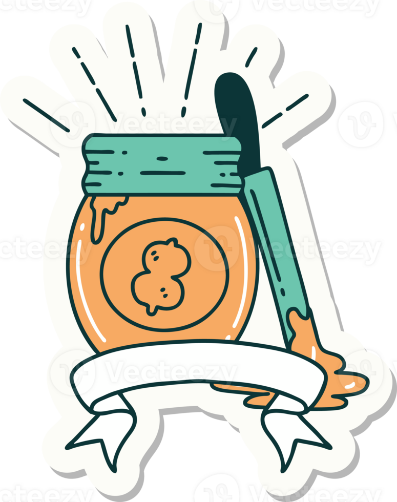 sticker of a tattoo style peanut butter png