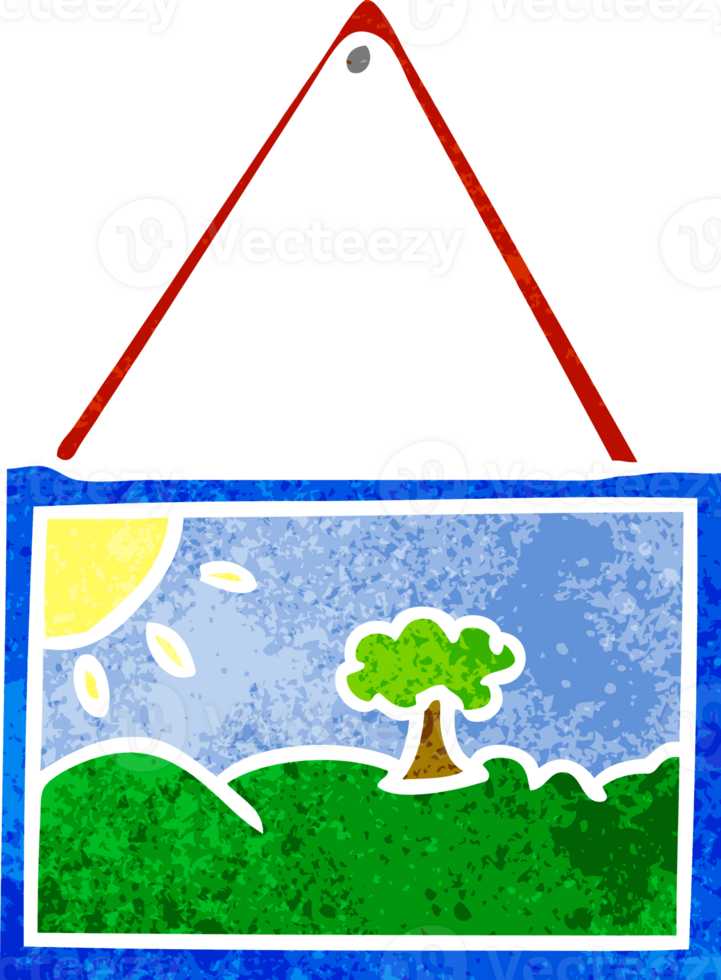 hand drawn retro cartoon doodle of a picture in frame png