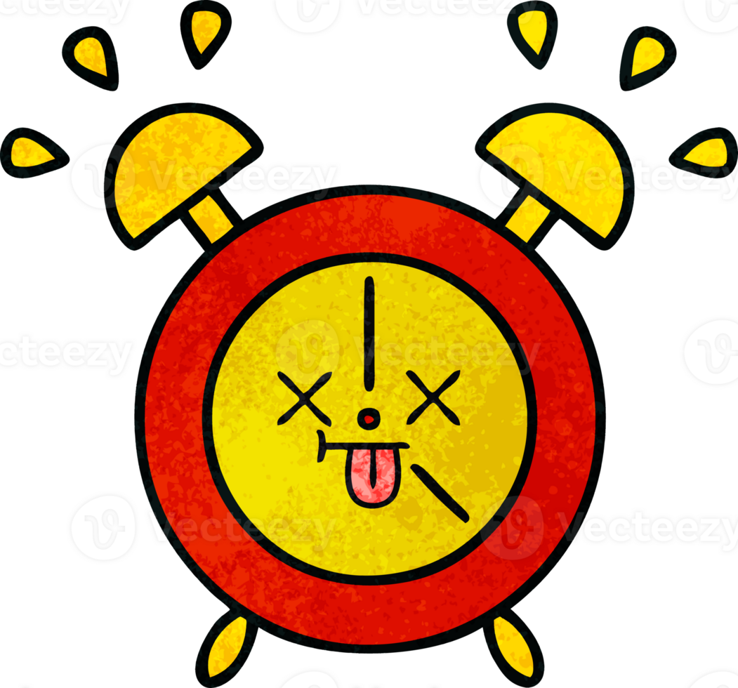 retro grunge texture cartoon of a alarm clock png