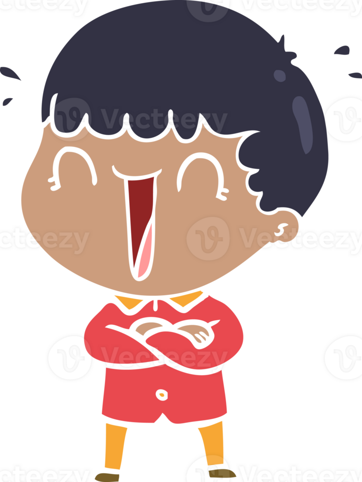 laughing flat color style cartoon man png