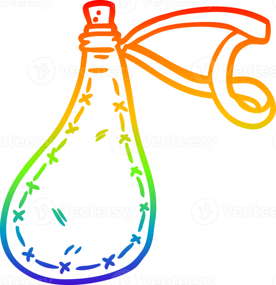 rainbow gradient line drawing of a old water flask png