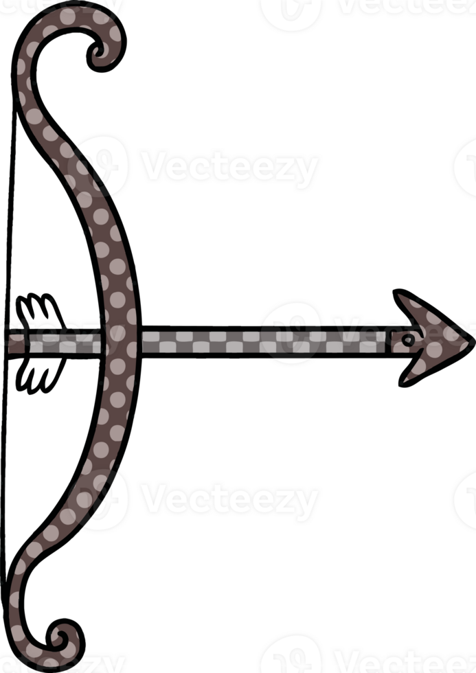 hand drawn cartoon doodle of a bow and arrow png