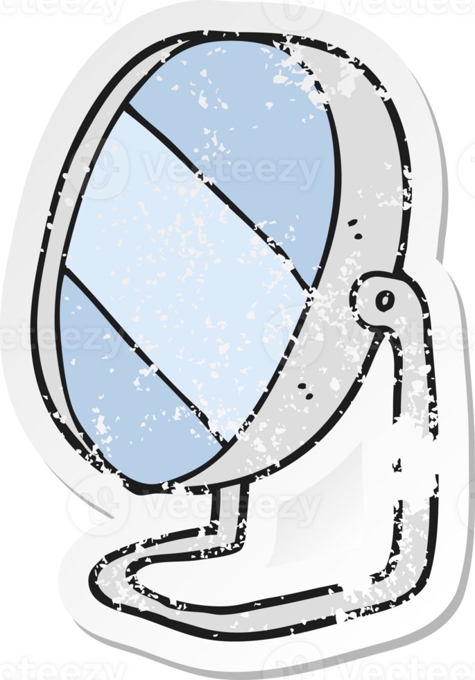 retro bedrövad klistermärke av en tecknad serie badrum spegel png