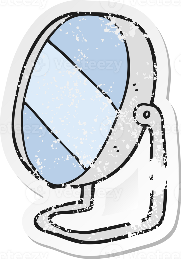 retro distressed sticker of a cartoon bathroom mirror png