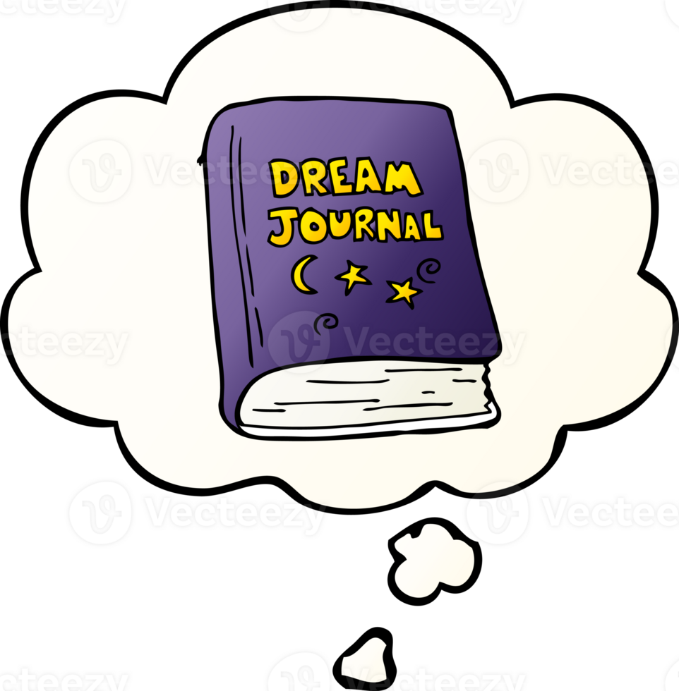 cartoon dream journal with thought bubble in smooth gradient style png