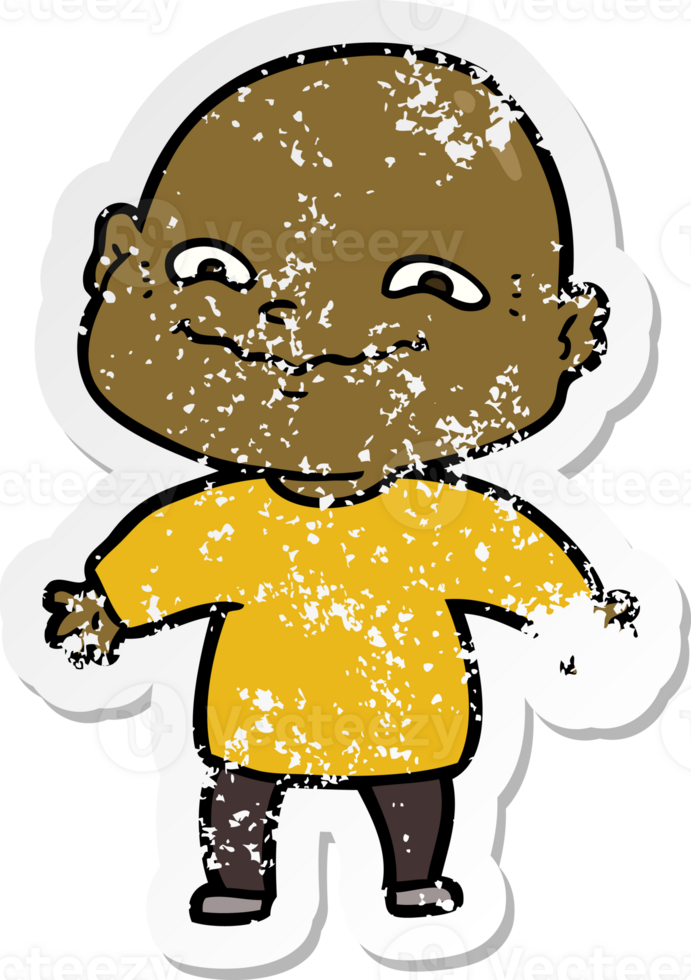 distressed sticker of a cartoon nervous man png