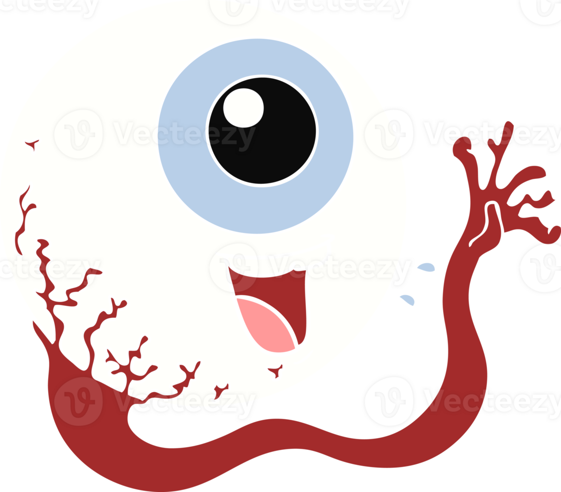 flat color style cartoon eyeball laughing png