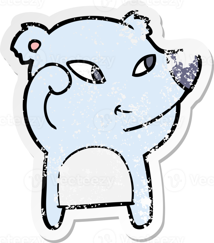 distressed sticker of a cute cartoon bear png