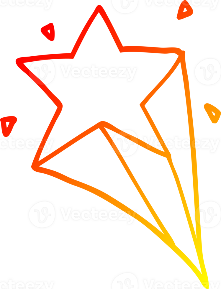 warm gradient line drawing of a cartoon star png