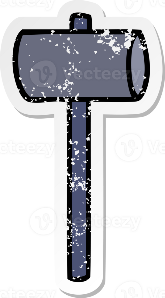 hand drawn distressed sticker cartoon doodle of a mallet png