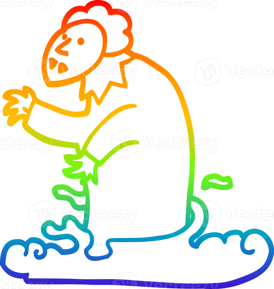 rainbow gradient line drawing of a cartoon spooky vampire png
