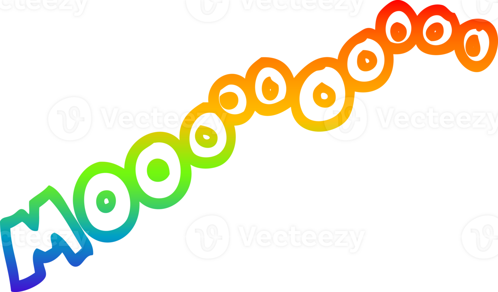 rainbow gradient line drawing of a cartoon moo noise png