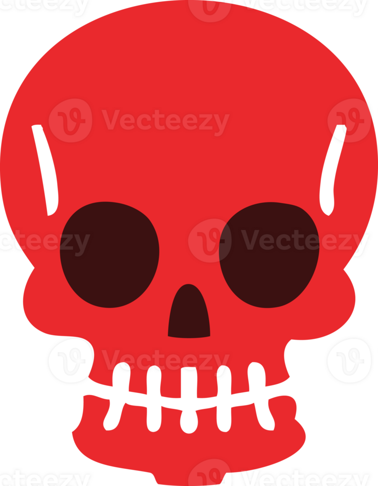 hand drawn quirky cartoon skull png