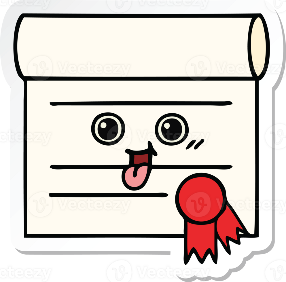 sticker of a cute cartoon certificate png