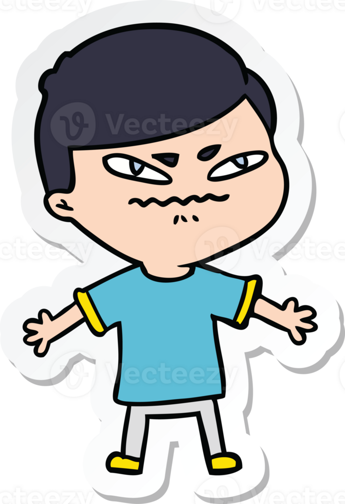 sticker of a cartoon exasperated man png