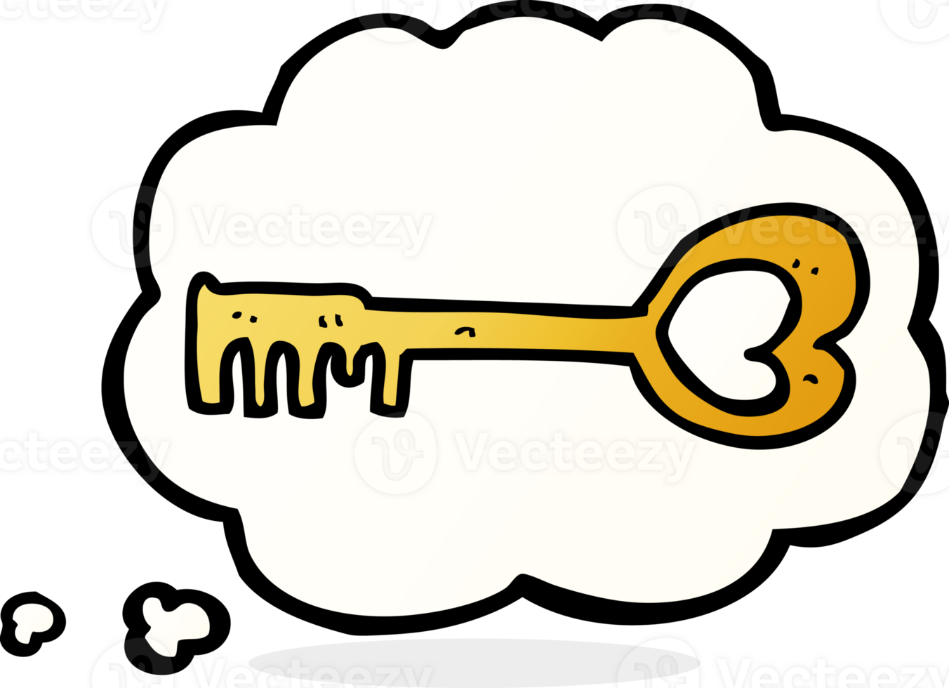 cartoon heart shaped key with thought bubble png