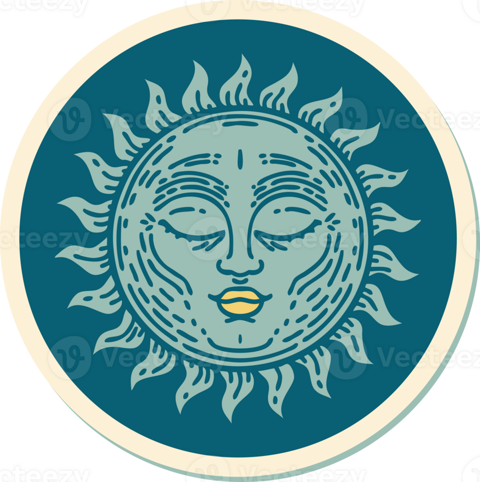 sticker of tattoo in traditional style of a sun png