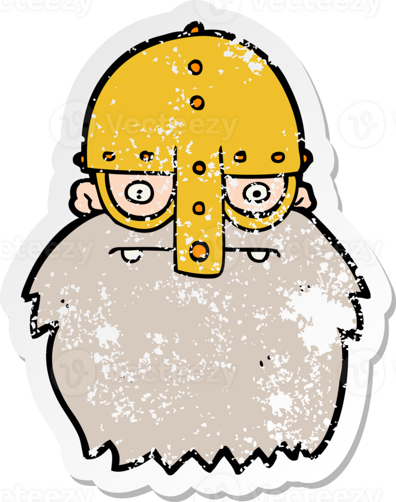 beunruhigter Aufkleber eines Cartoon-Wikinger-Gesichts png