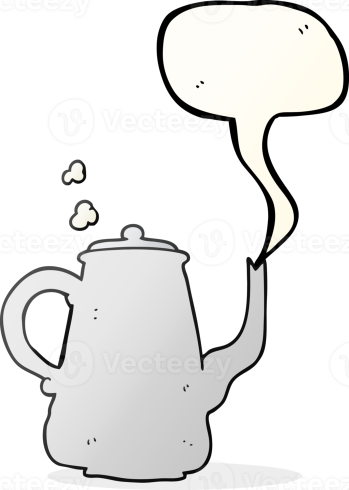 hand drawn speech bubble cartoon steaming  coffee pot png