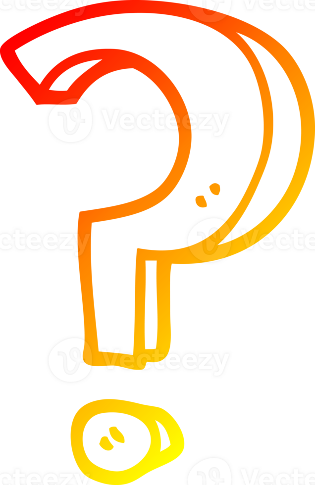 warm gradient line drawing of a cartoon question mark png