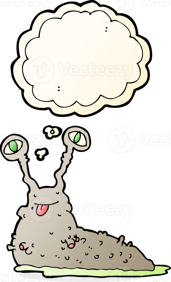 cartoon gross slug with thought bubble png