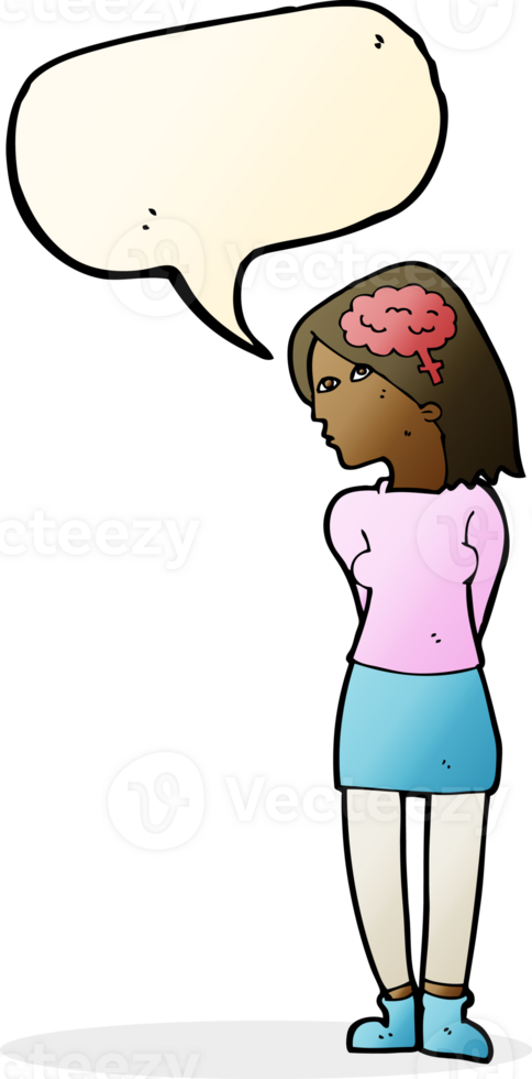 cartoon brainy woman with speech bubble png