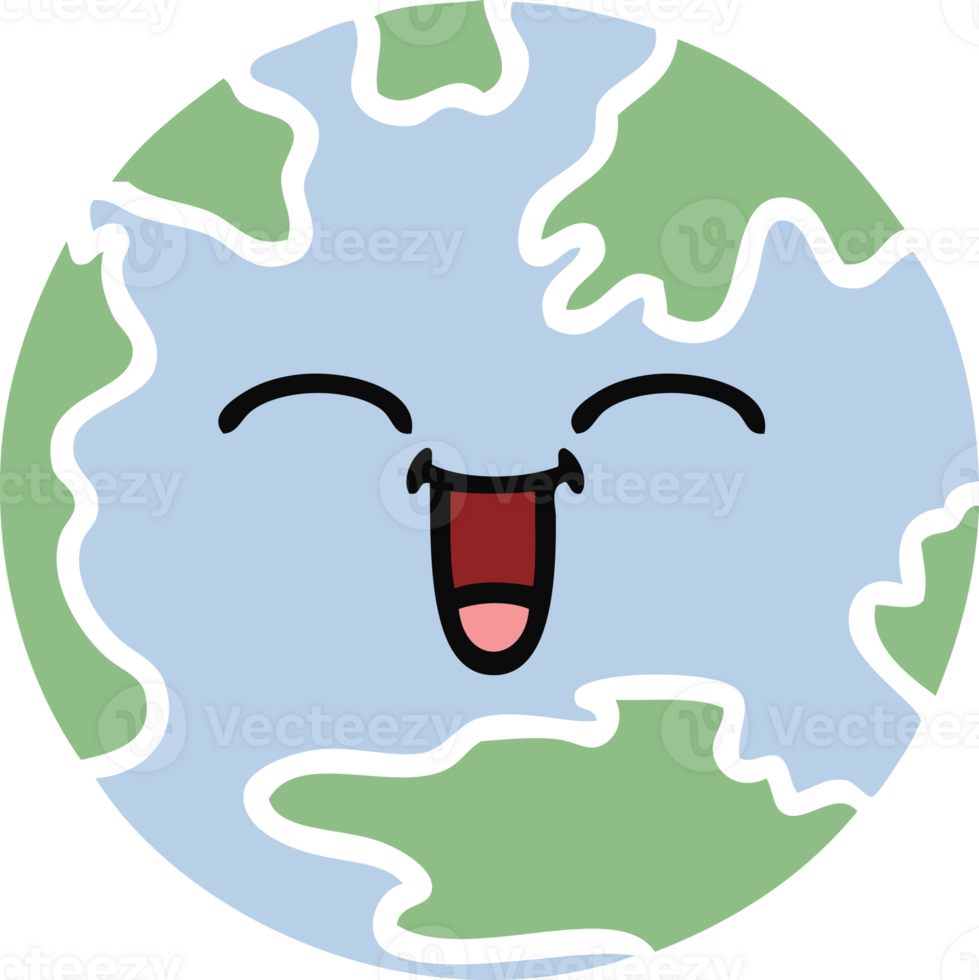 flat color retro cartoon of a planet earth png