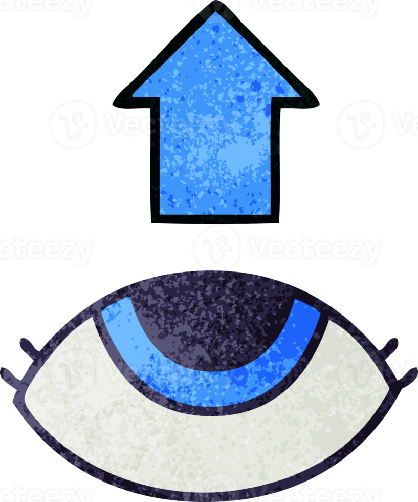 retro grunge texture cartoon of a eye looking up png